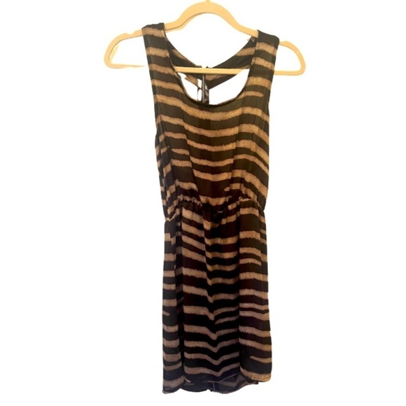 Paisley & Ivy Striped Backless Dress in Black & Tan - Picture 1 of 3